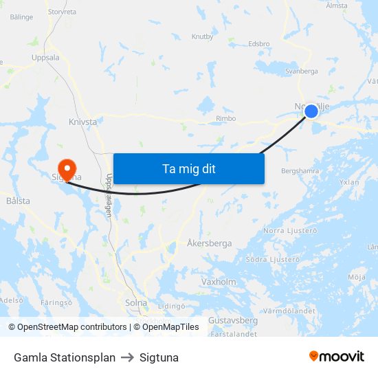 Gamla Stationsplan to Sigtuna map