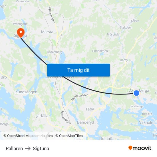 Rallaren to Sigtuna map