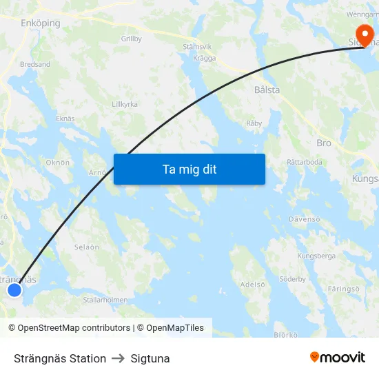 Strängnäs Station to Sigtuna map