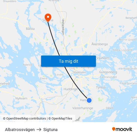 Albatrossvägen to Sigtuna map