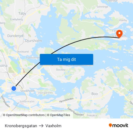 Kronobergsgatan to Vaxholm map