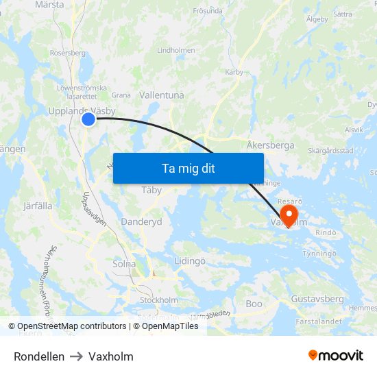 Rondellen to Vaxholm map