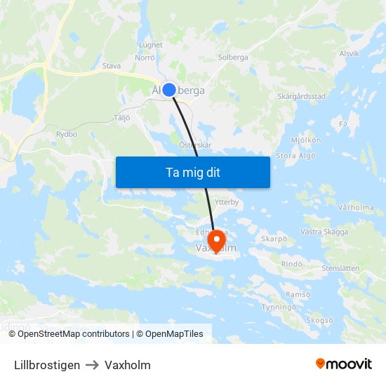 Lillbrostigen to Vaxholm map