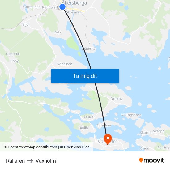 Rallaren to Vaxholm map