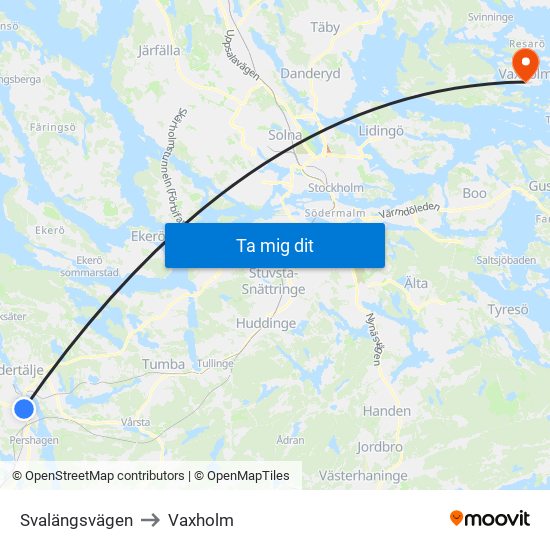 Svalängsvägen to Vaxholm map