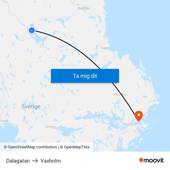 Dalagatan to Vaxholm map