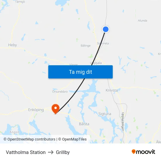 Vattholma Station to Grillby map
