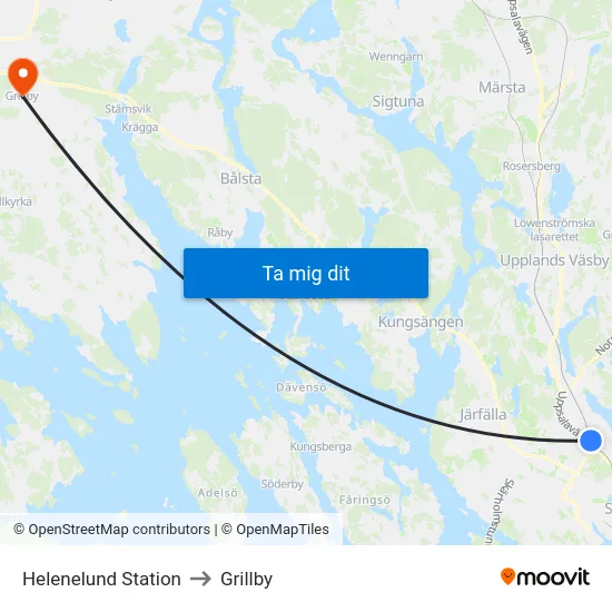 Helenelund Station to Grillby map