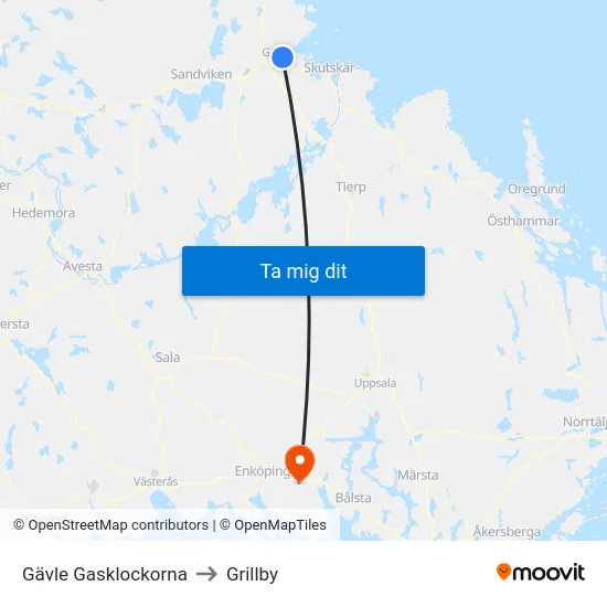 Gävle Gasklockorna to Grillby map