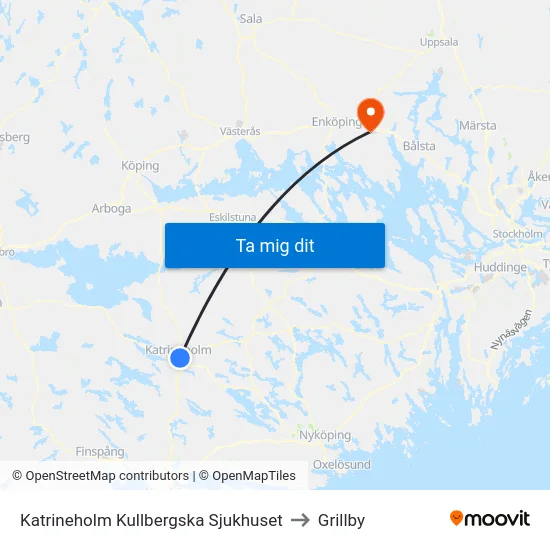 Katrineholm Kullbergska Sjukhuset to Grillby map