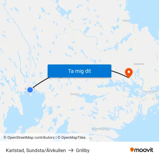 Karlstad, Sundsta/Älvkullen to Grillby map