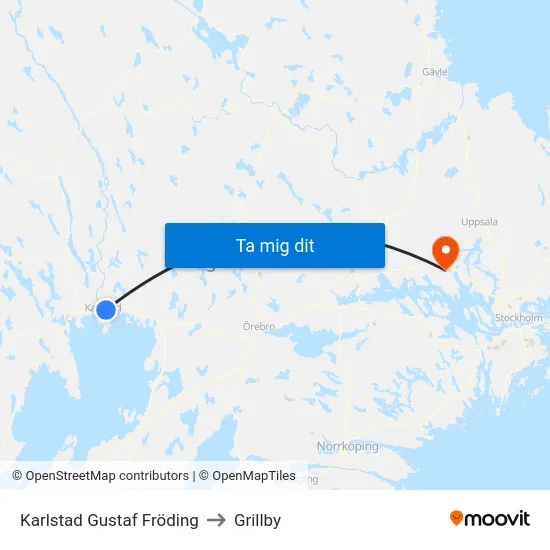 Karlstad Gustaf Fröding to Grillby map