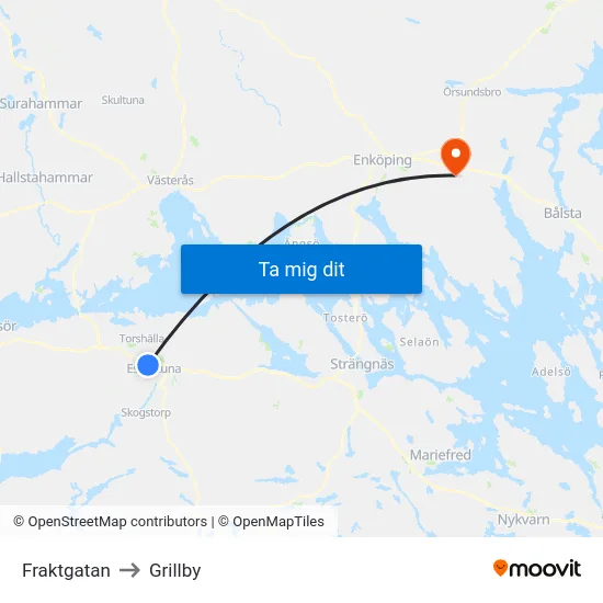 Fraktgatan to Grillby map