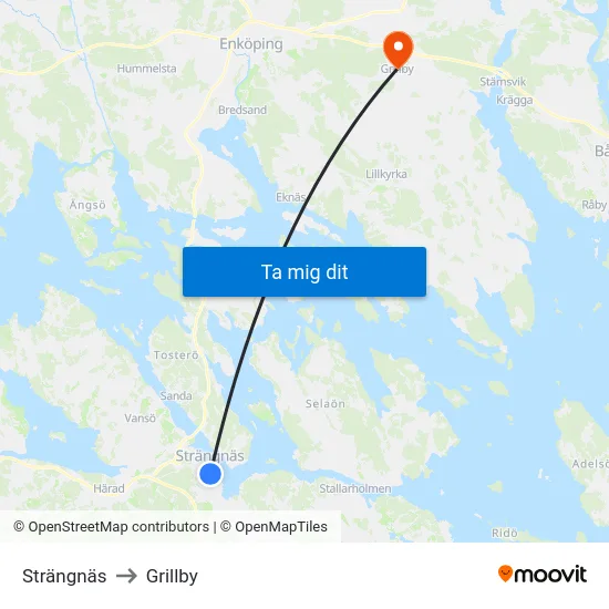 Strängnäs to Grillby map