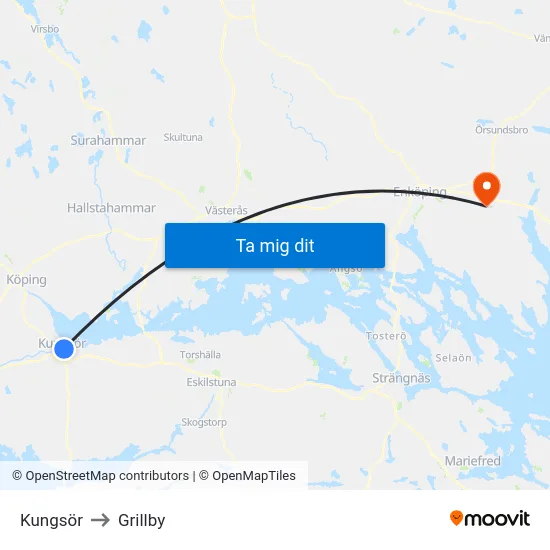 Kungsör to Grillby map