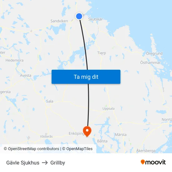 Gävle Sjukhus to Grillby map