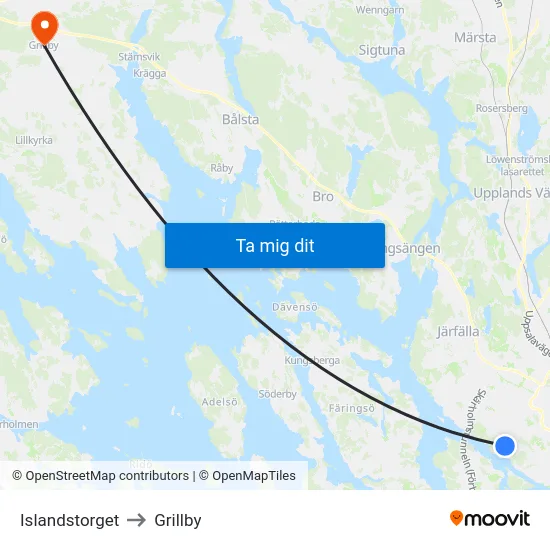Islandstorget to Grillby map