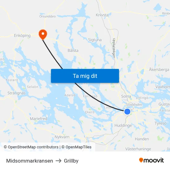 Midsommarkransen to Grillby map