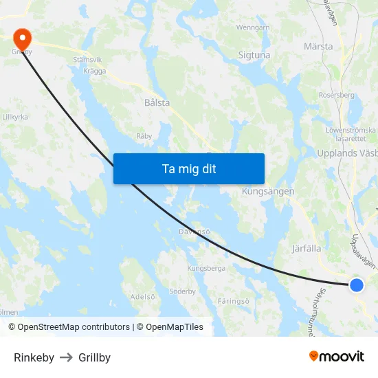 Rinkeby to Grillby map