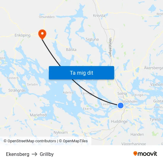 Ekensberg to Grillby map