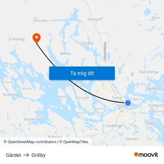 Gärdet to Grillby map
