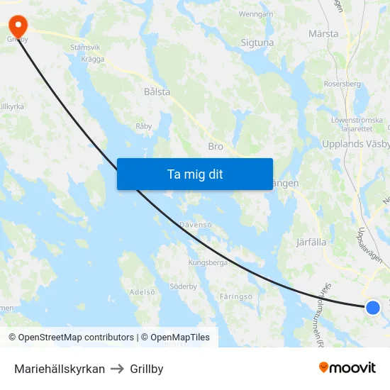 Mariehällskyrkan to Grillby map
