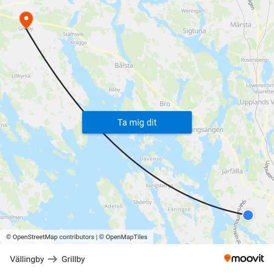 Vällingby to Grillby map