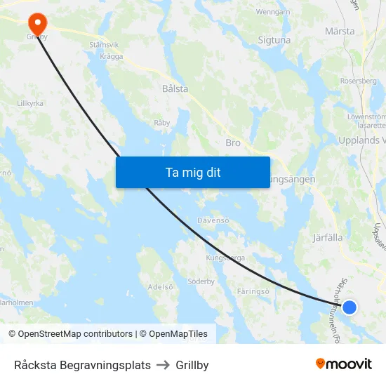 Råcksta Begravningsplats to Grillby map