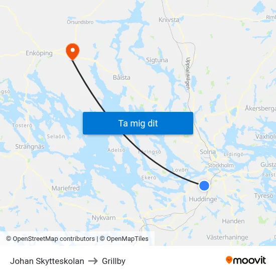 Johan Skytteskolan to Grillby map