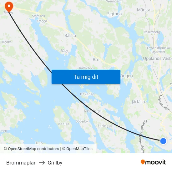 Brommaplan to Grillby map