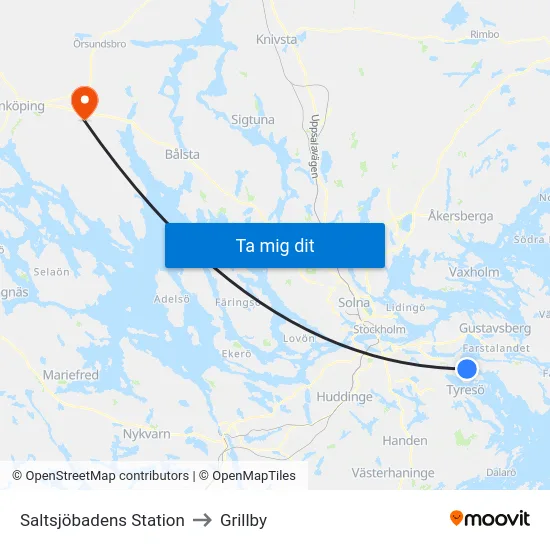 Saltsjöbadens Station to Grillby map