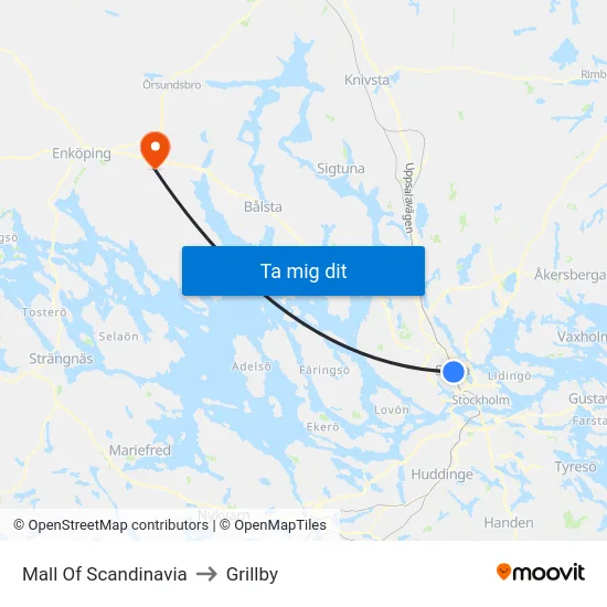 Mall Of Scandinavia to Grillby map