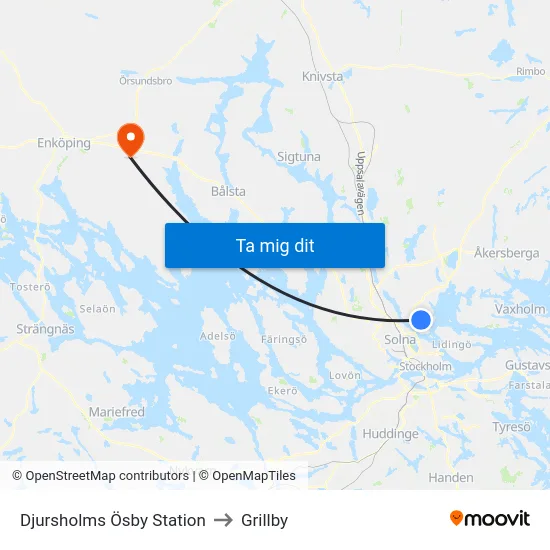 Djursholms Ösby Station to Grillby map