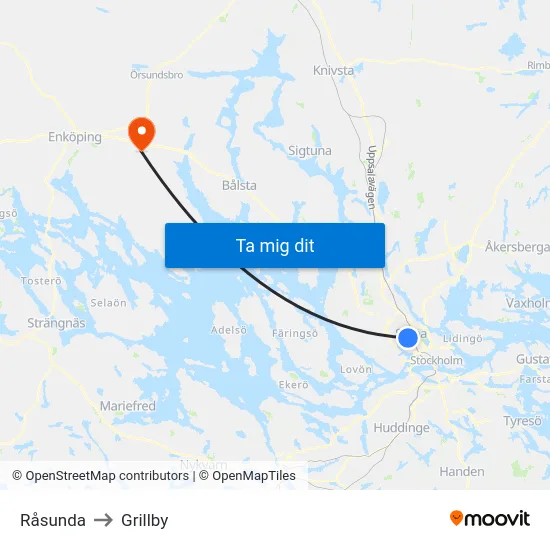 Råsunda to Grillby map