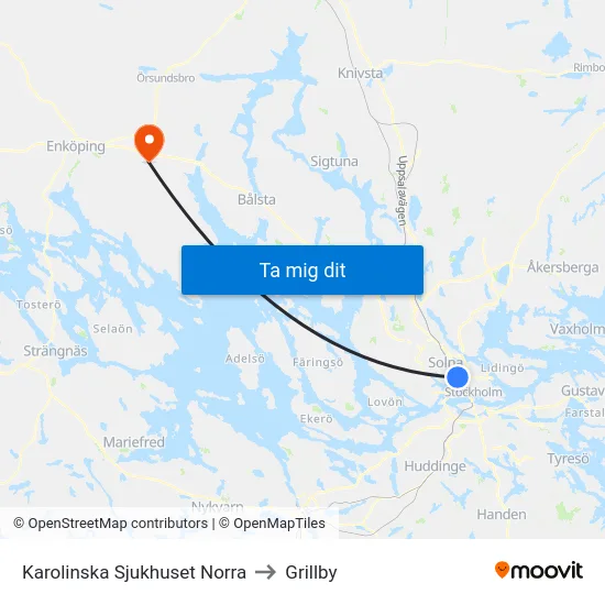 Karolinska Sjukhuset Norra to Grillby map