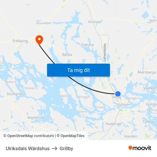 Ulriksdals Wärdshus to Grillby map