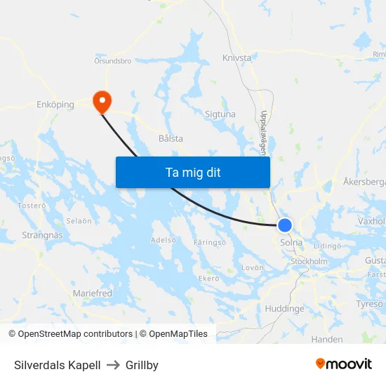 Silverdals Kapell to Grillby map