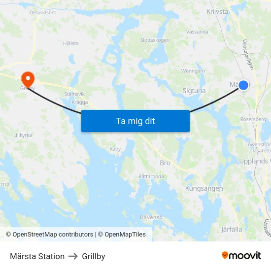 Märsta Station to Grillby map