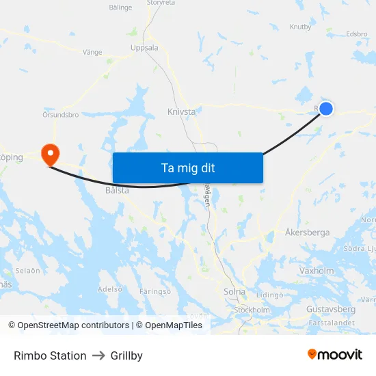 Rimbo Station to Grillby map