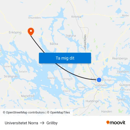 Universitetet Norra to Grillby map