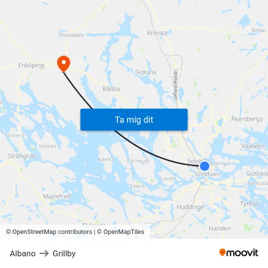 Albano to Grillby map