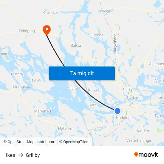 Ikea to Grillby map