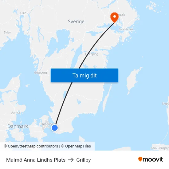 Malmö Anna Lindhs Plats to Grillby map