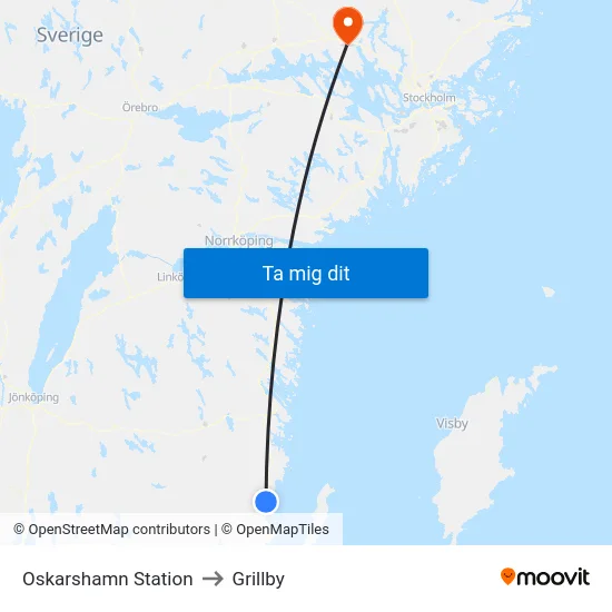 Oskarshamn Station to Grillby map