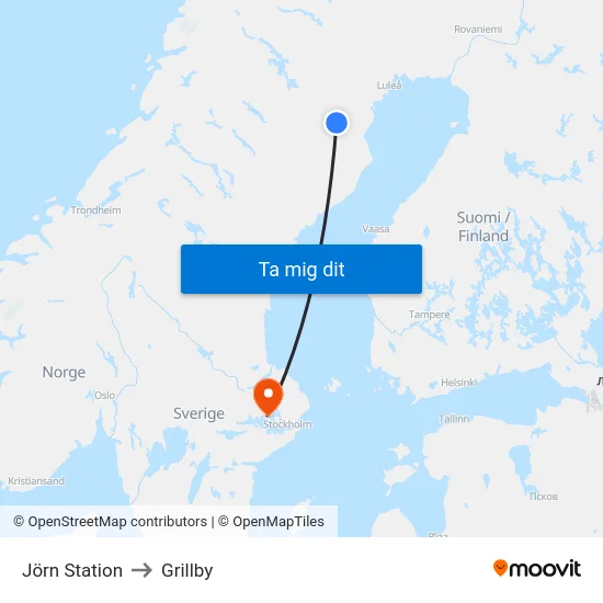 Jörn Station to Grillby map