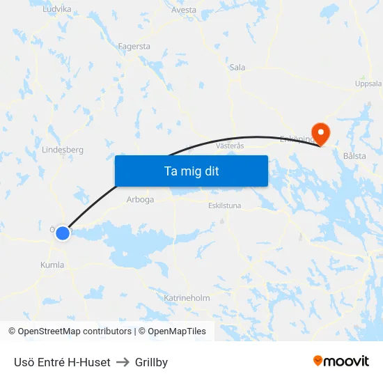 Usö Entré H-Huset to Grillby map