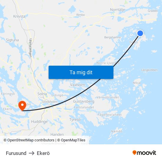 Furusund to Ekerö map