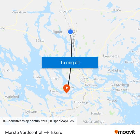 Märsta Vårdcentral to Ekerö map