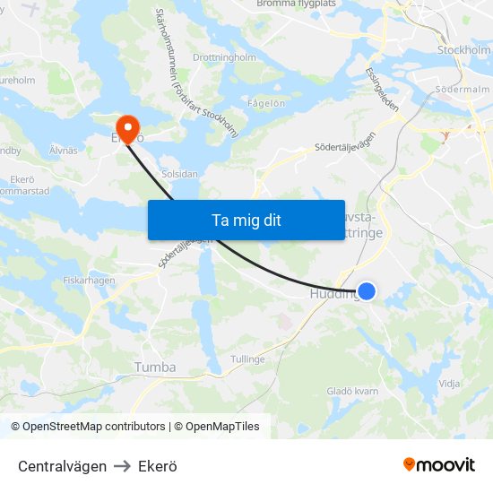 Centralvägen to Ekerö map