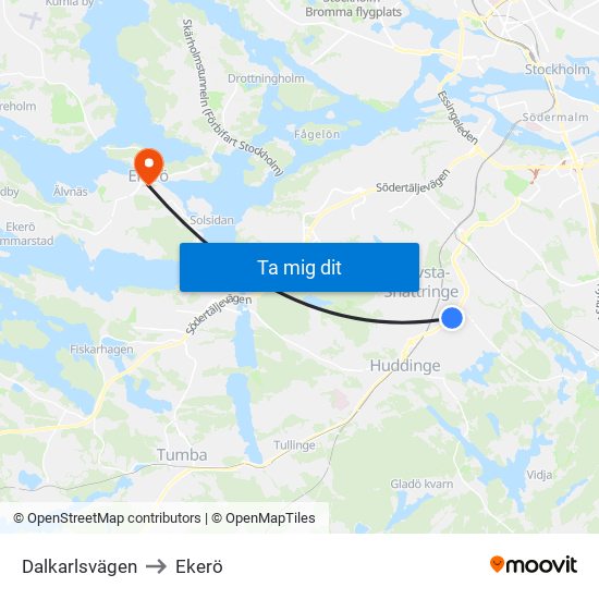 Dalkarlsvägen to Ekerö map